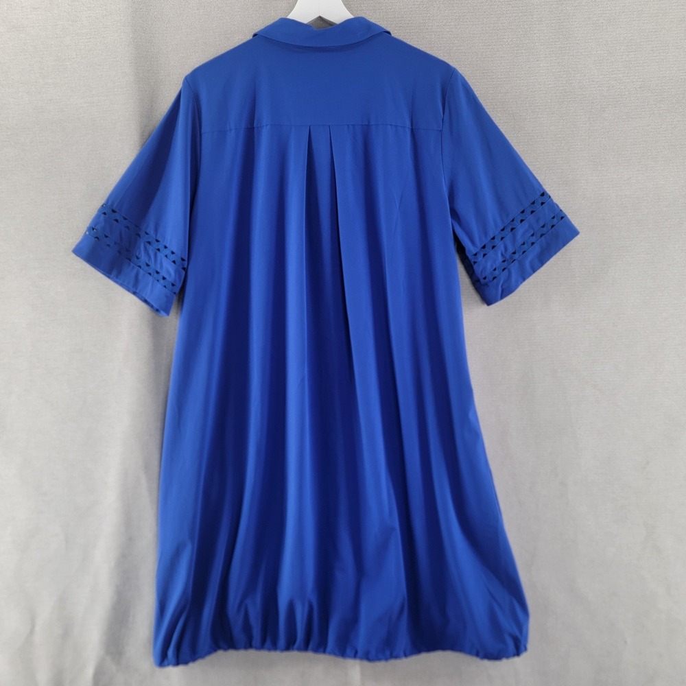 Chicos Dress Cinch Bubble Hem Shirt Size 2 / L Modern Sporty Chic Travel Cobalt - Picture 3 of 9